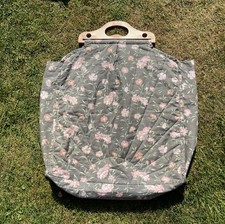 Lace Making Padded Pillow Bag with Wooden Handles.  Excellent condition 