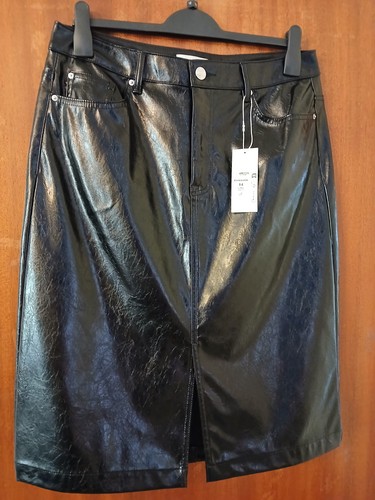 Black faux leather skirt - leather,