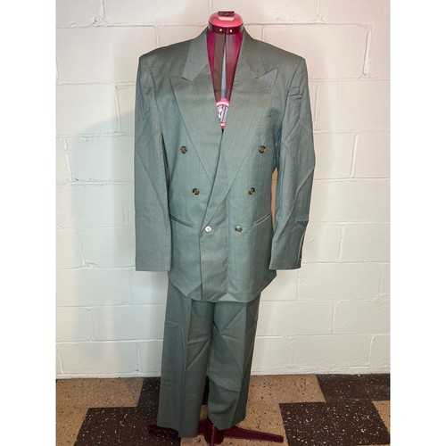 Green double breasted suit - green,