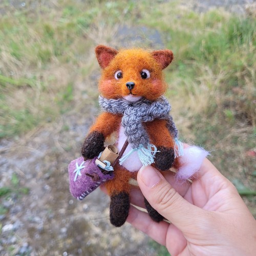 Fox needle felted ooak - ooak, wool