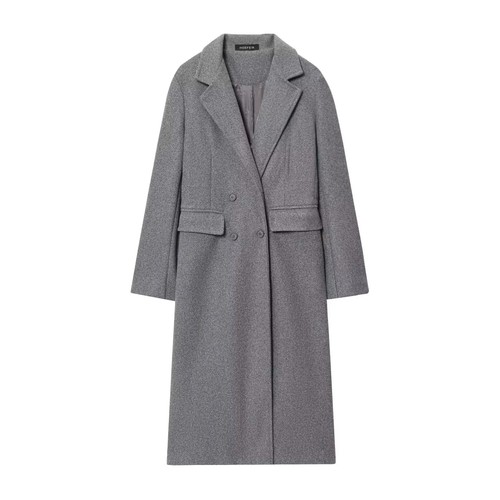 Women burgundy long coat - long,
