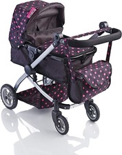 Molly Dolly 2 in 1 Deluxe Dolls Pram - Pushchair Stroller For Girls Age 3+