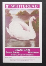 Matchbox label Whitbread Pub Swan Inn Barton Stacey Winchester Hampshire MG52