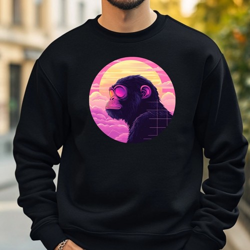 Monkey vaporwave sweatshirt - monkey,