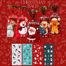 100 X CHRISTMAS GIFT BAG CANDY PARTY SANTA SACK SWEET TREAT DRAWSTRING GOODY BAG