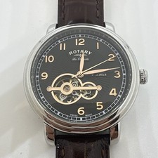 Men’s Rotary Les Originales Skeleton Watch With Brown Leather Strap