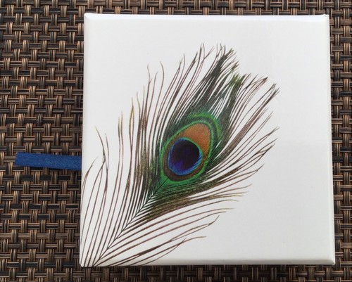 Peacock feather memo block - peacock,
