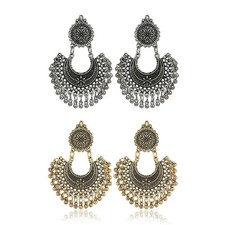Ethnic Style Jhumka Indian Bollywood Dangle Earrings Metal Tassel Drop Earrings