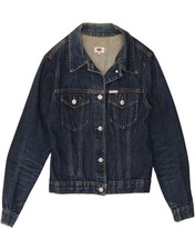 PIT STOP Womens Denim Jacket UK 14 Large Navy Blue Cotton BE01