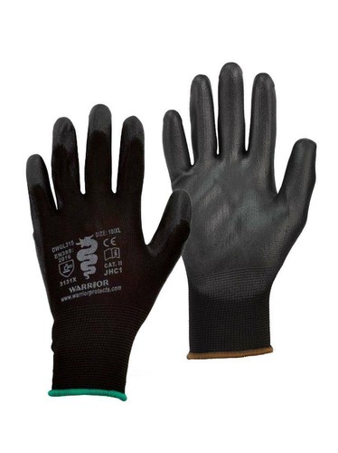 Black coated palm - pu, gloves