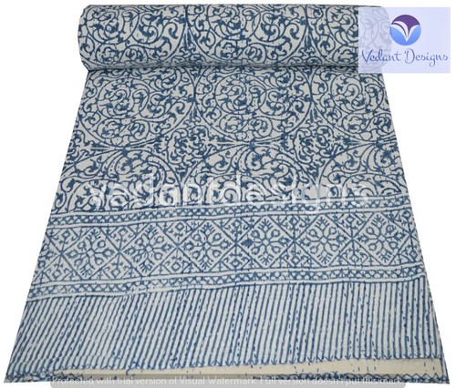 White bed runner kantha - white,