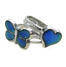 Kids Mood Ring Childrens Heart Butterfly Shape Colour Change Adjustable