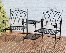 2 Seat Vintage Companion Set Love Seat - Black Antique Finish, Wrought Iron
