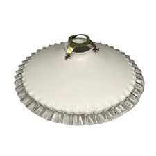 French Vintage Opaline Glass Pendant Light - Brass Gallery - Coolie “Pie Crust"