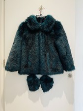 Y2k Miss Sixty faux fur coat blue black fluffy  Size M