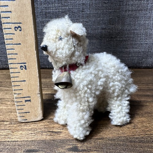 Vtg white mohair poodle dog - white,
