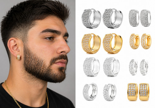 Mens iced huggie hoop earrings - iced,