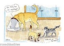 Alison's Animals funny dog card cats missing food bowls