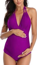 Womens Purple Maternity Swimming Costume Swimsuit Medium Uk 10 Pregnancy