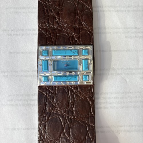 Turquoise brown crocodile skin - brown,