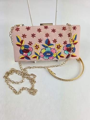 Pink beaded sequin - sequin, floral