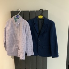 Boys Navy Primark Jacket With  Ted Baker Lilac Shirt  Age 5 to 6 Years 116 cm