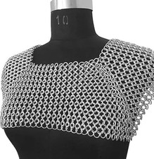 Medieval Chainmail Collar Top, Lightweight Square Neck, Anodized Aluminum, Large