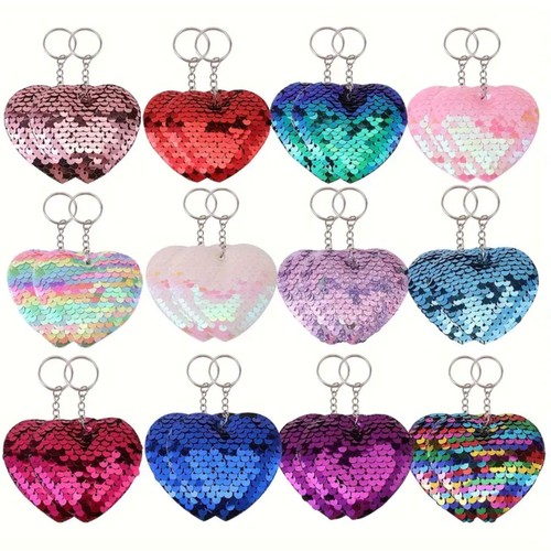 Sequin heart keyring - heart,