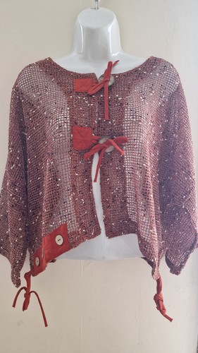 Burnt orange crochet knit - orange,