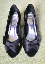 Debut black satin peep toe