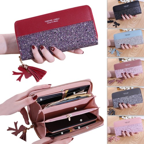 Ladies glitter wallet long - glitter,