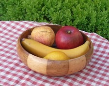 Artifical fake display fruit & Wooden Bowl Vintage Mid Century