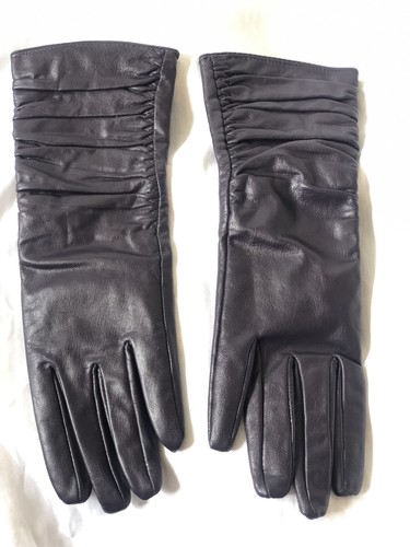 Purple leather ladies gloves - leather,