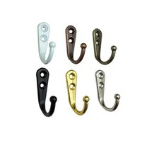 Robe & Coat Hooks -  With Screws - Black Chrome Brass - Towel Hanger / Hanging