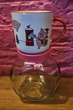 Marks and Spencers Percy Pig Large Mug (Rare) Plus Glass Percy Storage Jar VGC