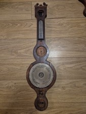 Antique Banjo Barometer For Restoration/Parts Silvered Engraved Dial. 95x26cm. A