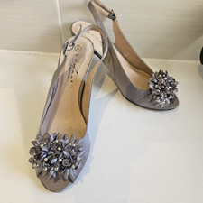 Beautiful satin finish grey/silver/taupe party evening prom shoes UK 4 worn once