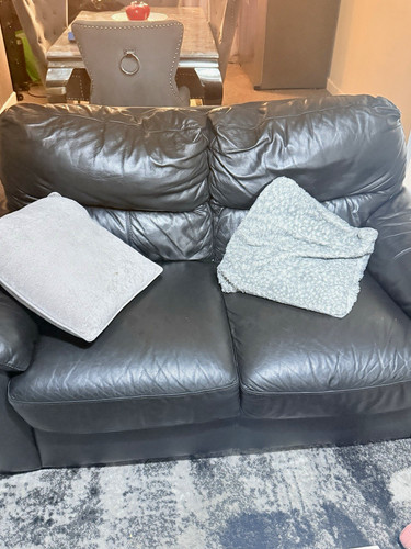 Dfs black leather seater - dfs,