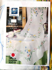 Vervaco Spring Flowers Tablecloth Embroidery Kit  - 80cm Hemmed Cotton 2290/118