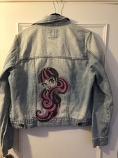 Painted Custom Design  Monster High Dracula inspired Denim Jacket size M