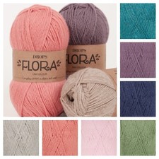 Drops Flora - 4ply Yarn Alpaca Knitting Wool Soft Crochet Lace 50gr Balls