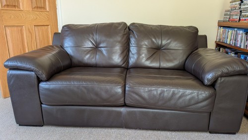 Brown leather seater sofa - leather,