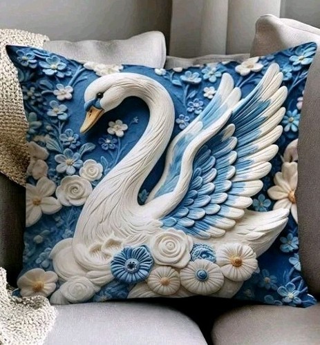Embossed swan cushion covers - embossed,