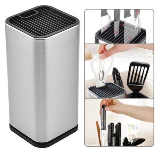 Stainless steel knife block - steel,