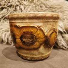 Vintage 887-14 Planter Pot West German Ceramic Mid Century Brown 20cm