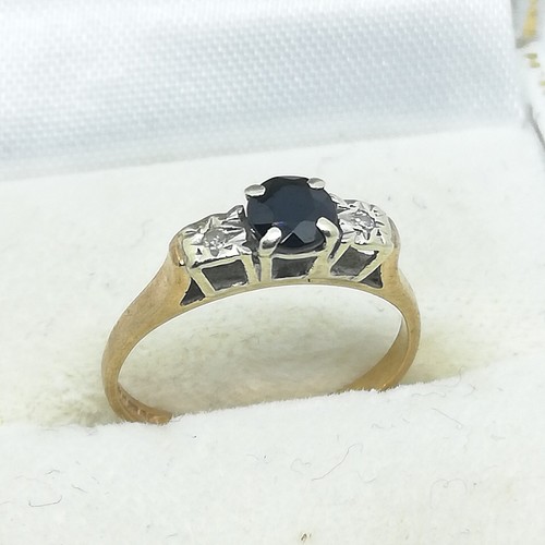 9ct gold sapphire diamond - gold, &