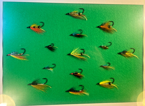 Handmade named salmon flies - named,