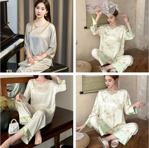 Silk satin pajamas - satin, set