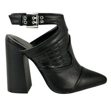 Black Western Cowboy Shoes Boots Buckle Size 4 Good Condition