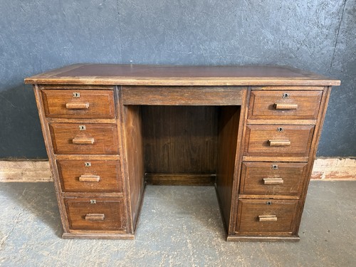 1930s oak pedestal desk - pedestal,